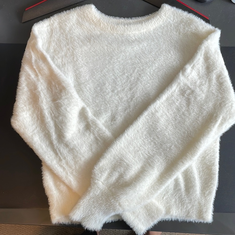 White eyelash sweater